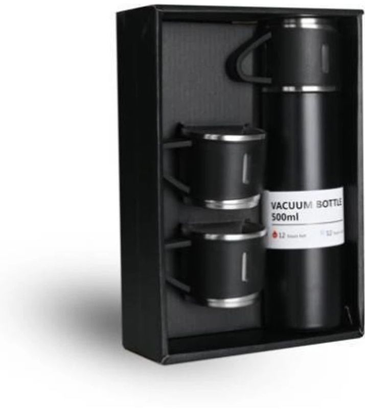 Black Stainless Steel Vacuum Flask Gift Set
