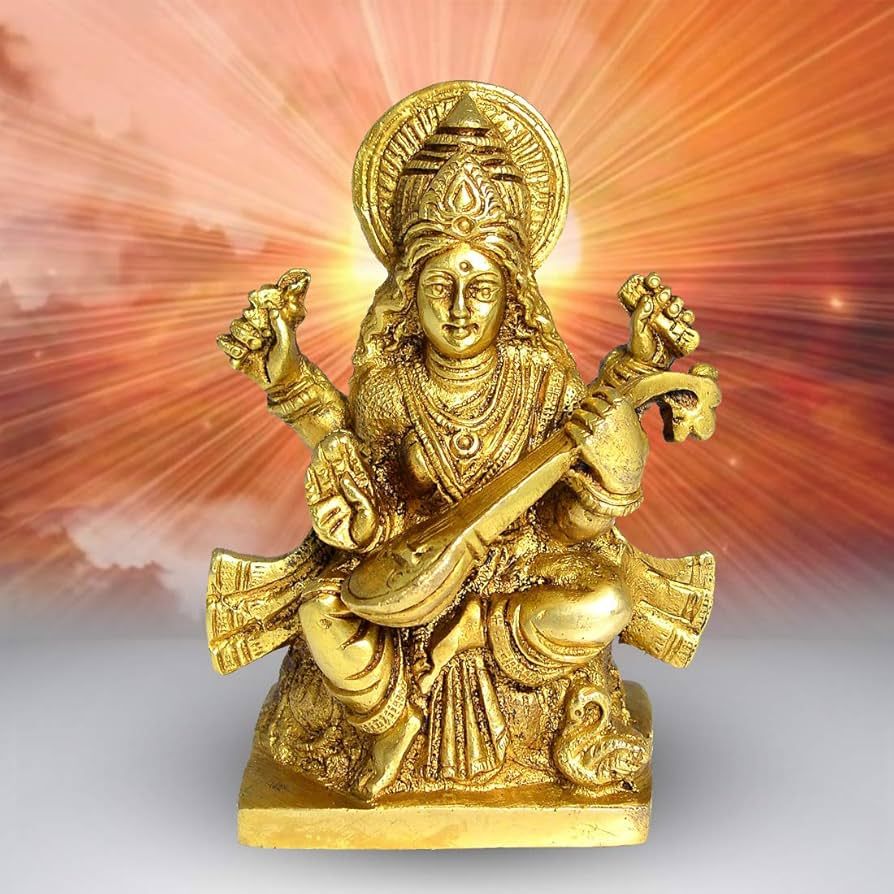 Brass Saraswati Mata Statue