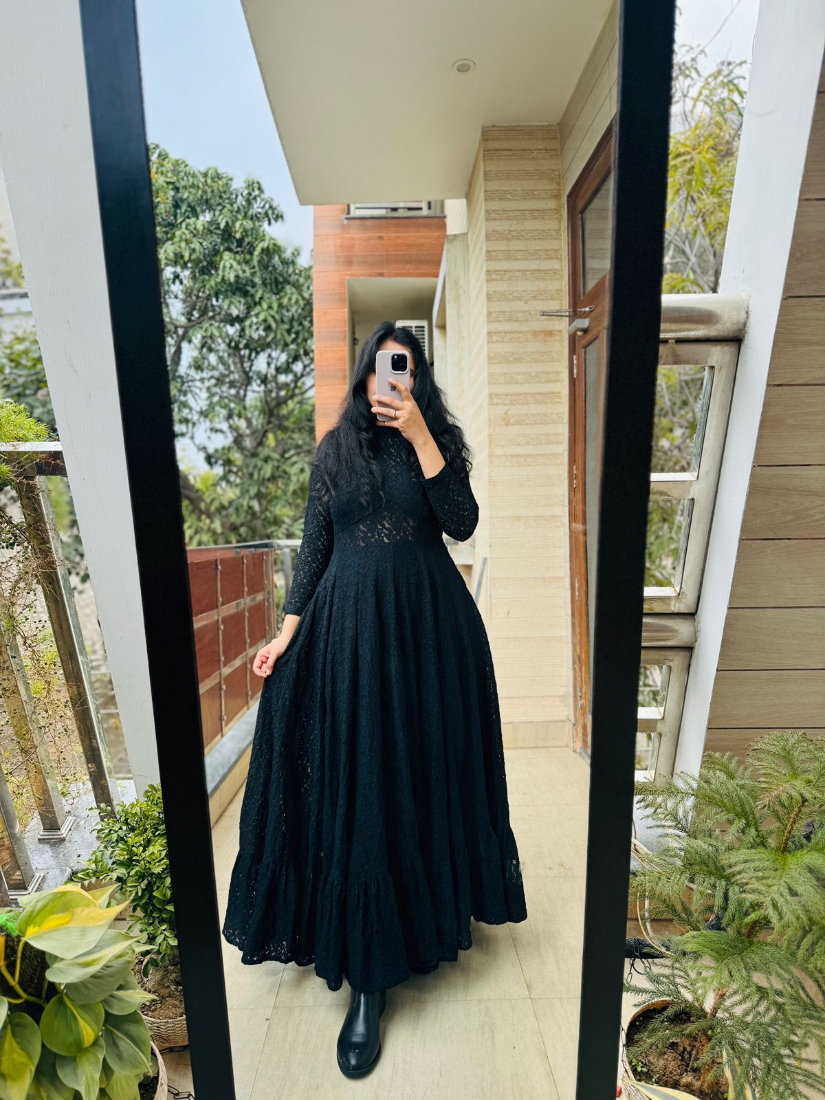 Party Wear Black Long Gown