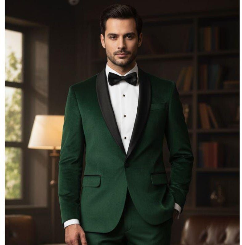 Mens Burnt Green Wool Blend Double Breasted Blazer