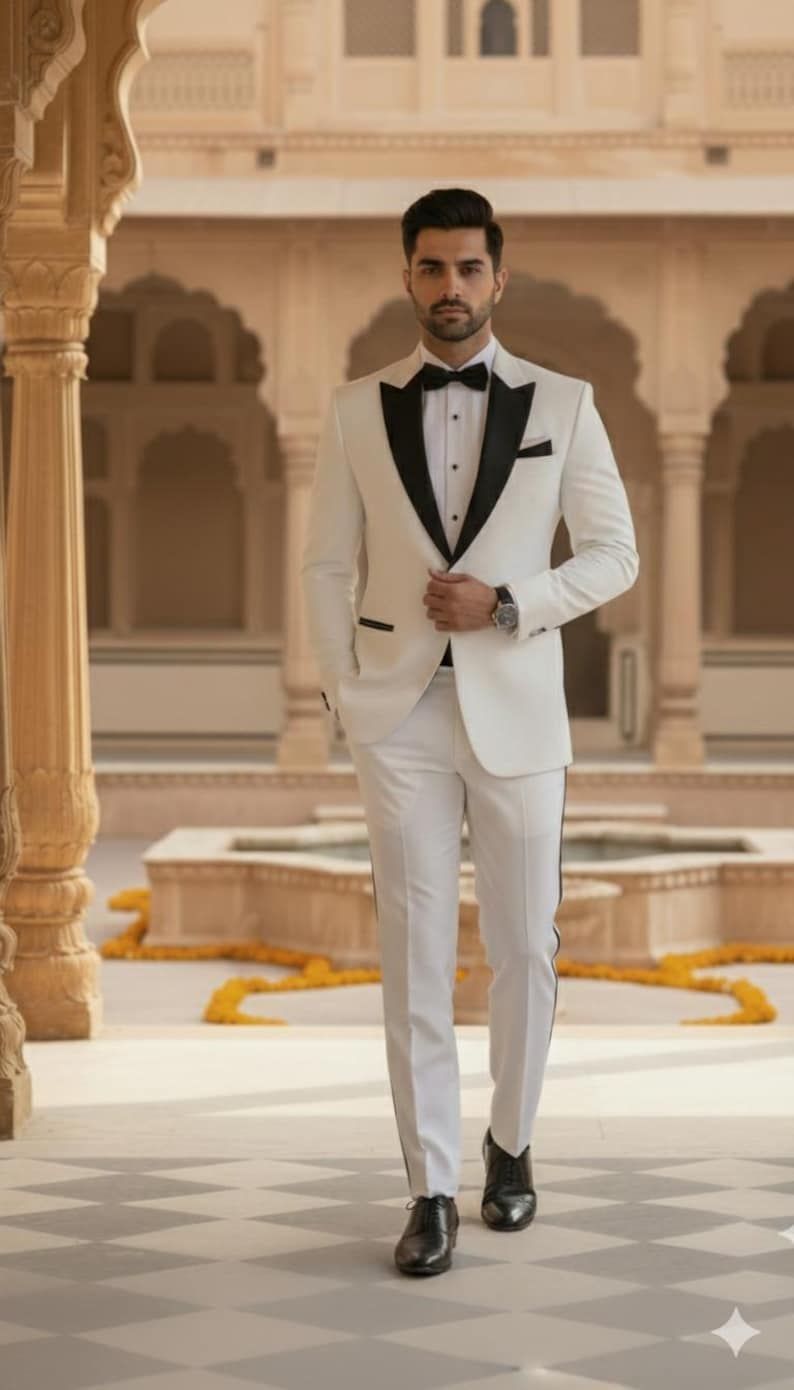 Mens White Classic Two Piece Tuxedo Suit