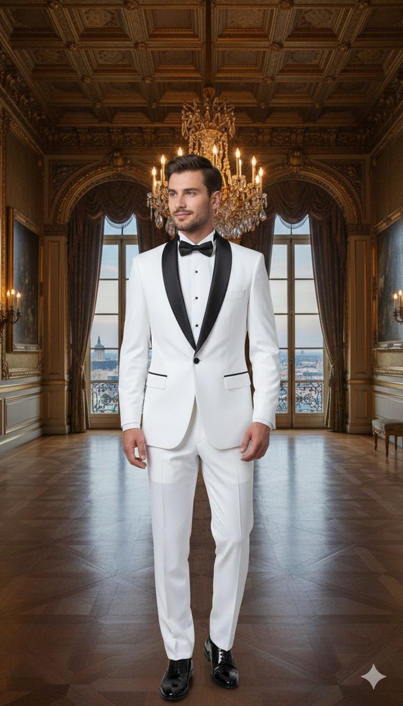 Mens White Slim Fit Evening Tuxedo Suit