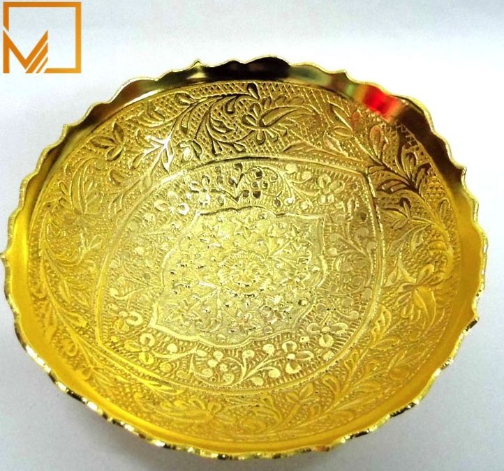 12cm Hand Engraved Pooja Brass Bowl