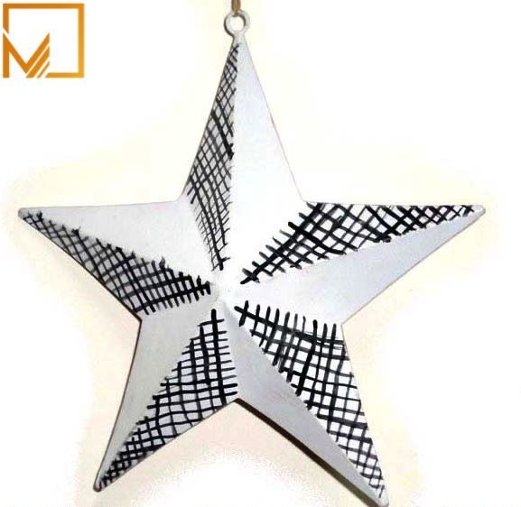 Christmas White Metal Hanging Decorative Star with Black Shadow