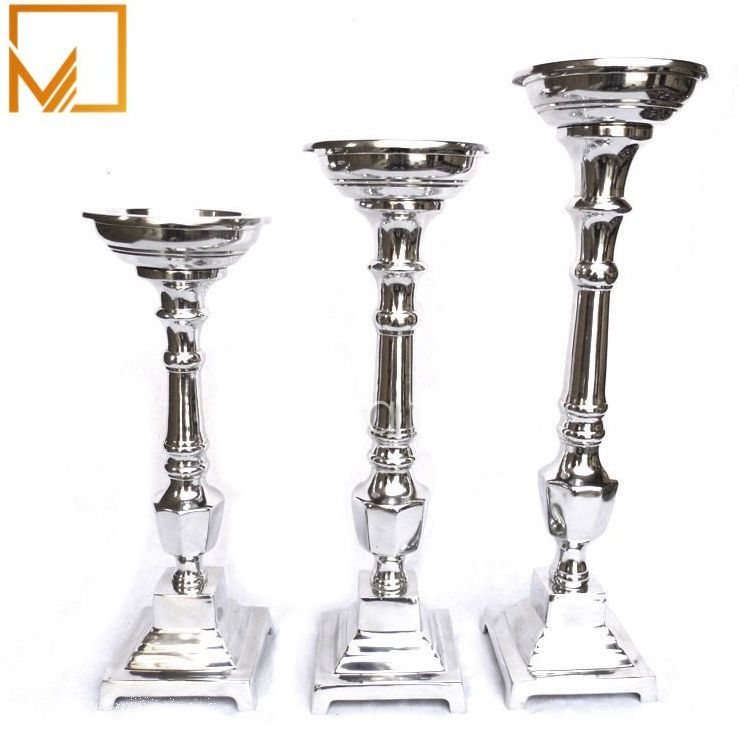Glossy Aluminium Premium Candle Holder Set