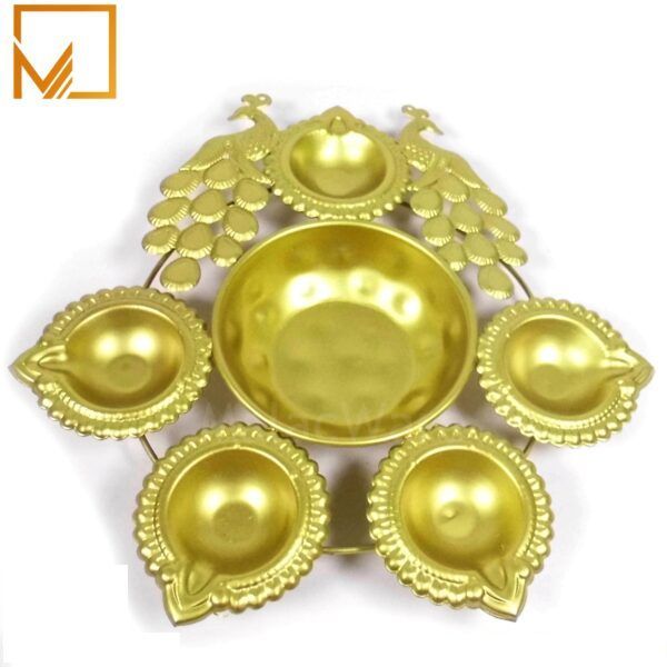 Golden Peacock Shape Brass Diya