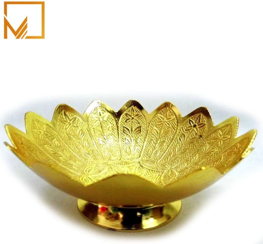 Handcrafted Golden Floral Cut Brass Bowl