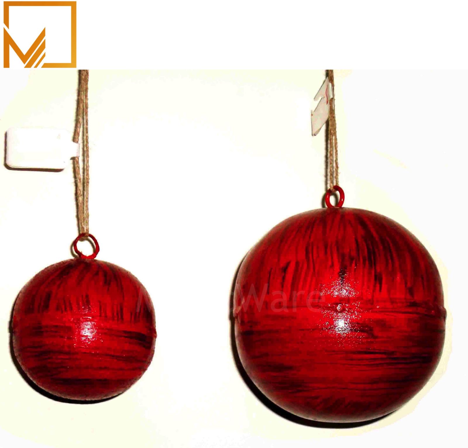 Red Metal Christmas Hanging Ball Set