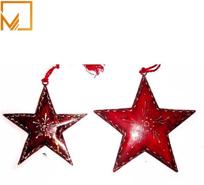 Red Metal Hanging Star Set