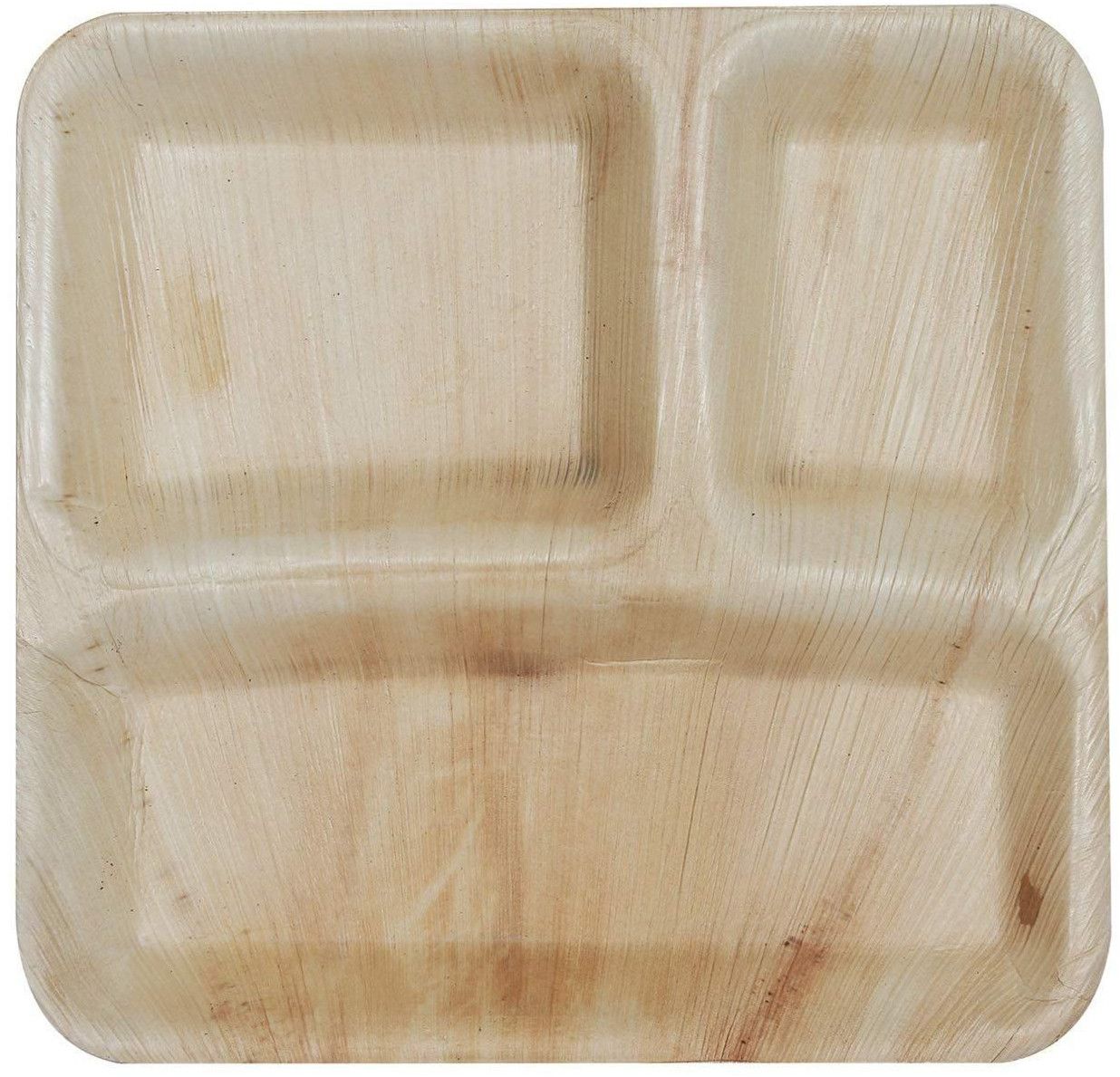10 Inch Square 3 Compartment Areca Leaf Plate