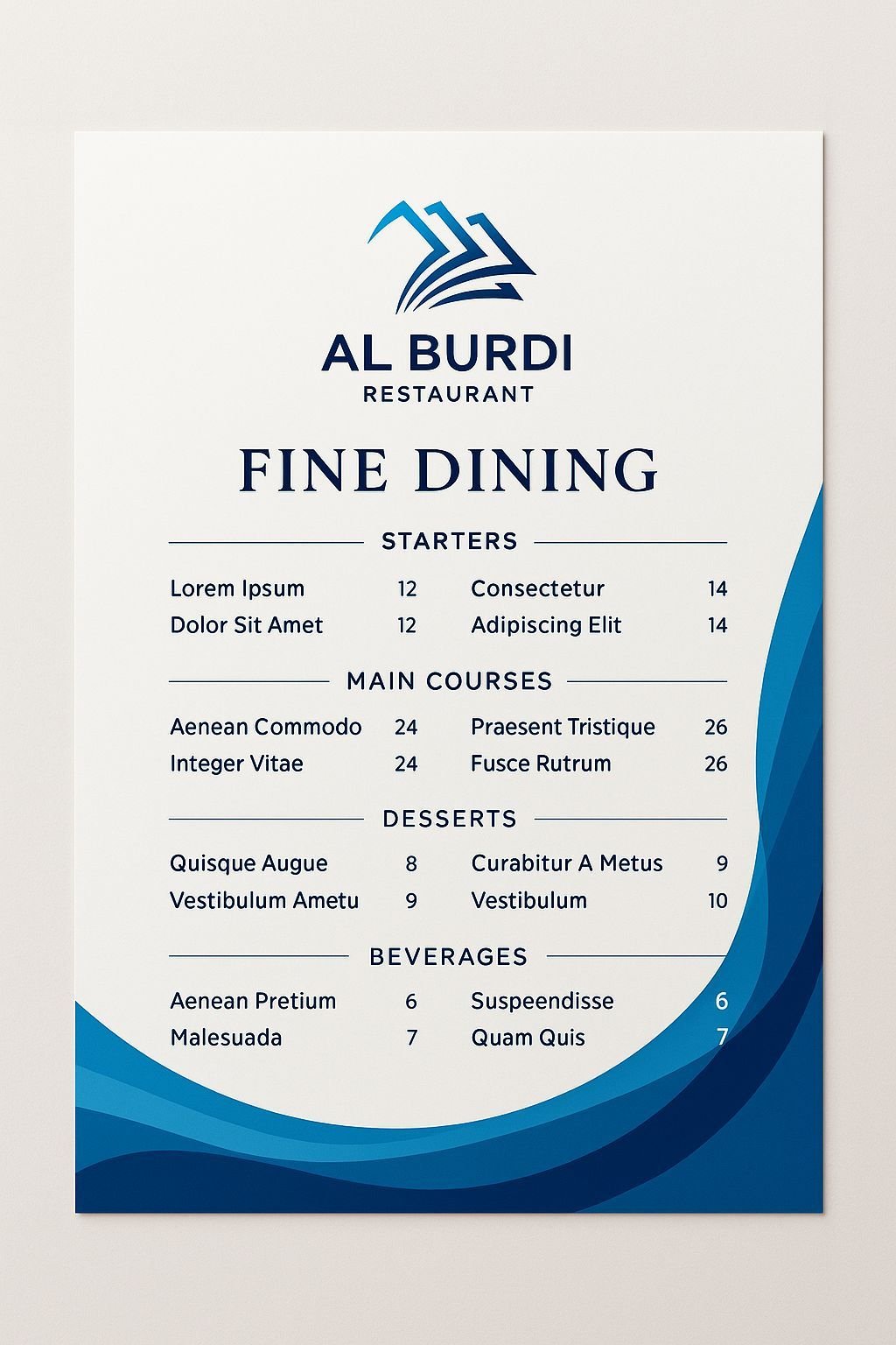 Restaurant Menu Card