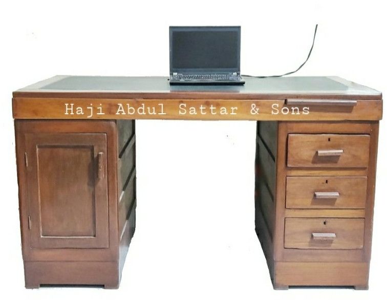 Leather Top Four Drawer Wooden Work Desk