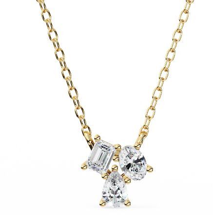 18K Gold Eileen Three Stone Pendant