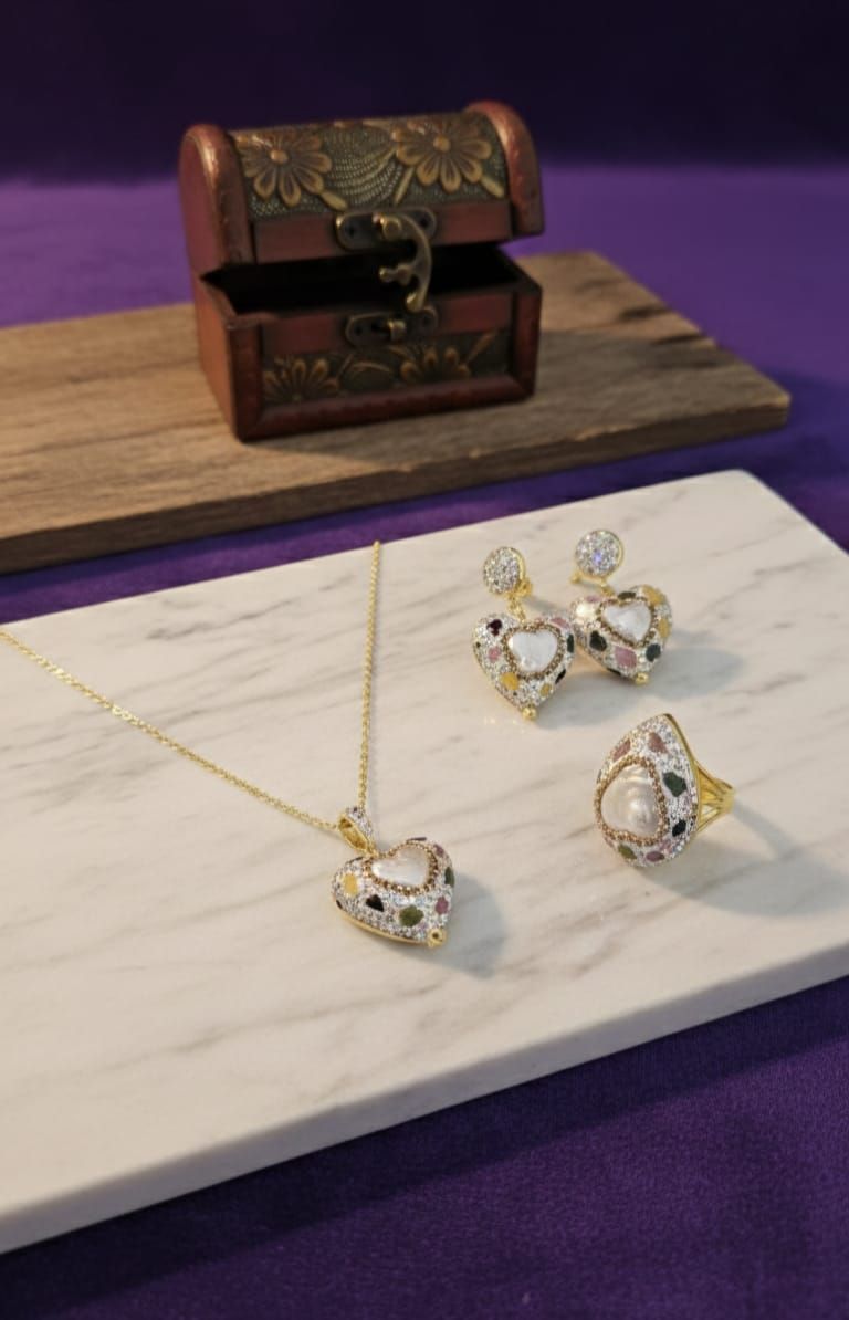 Daily Wear Artificial Heart Shape Pendant Set