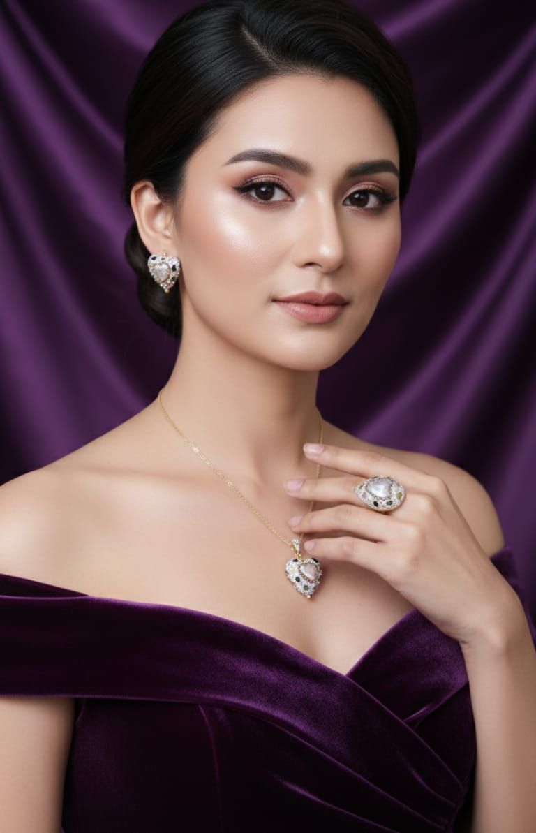 Heart Shape Artificial Gemstone Pendent Set