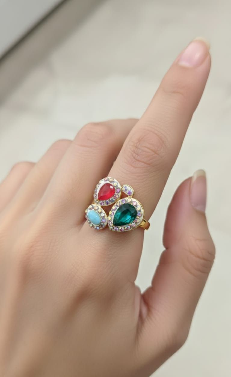 Multi Stone Artificial Diamond Finger Ring