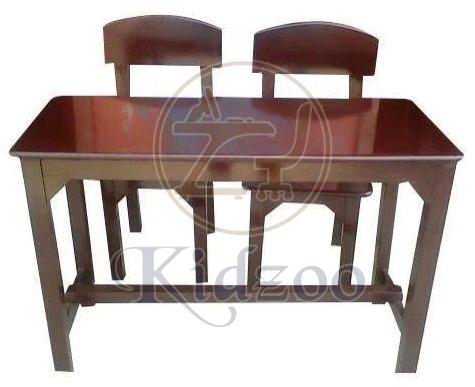 2 Seater Rectangular Polished Wooden School Furniture