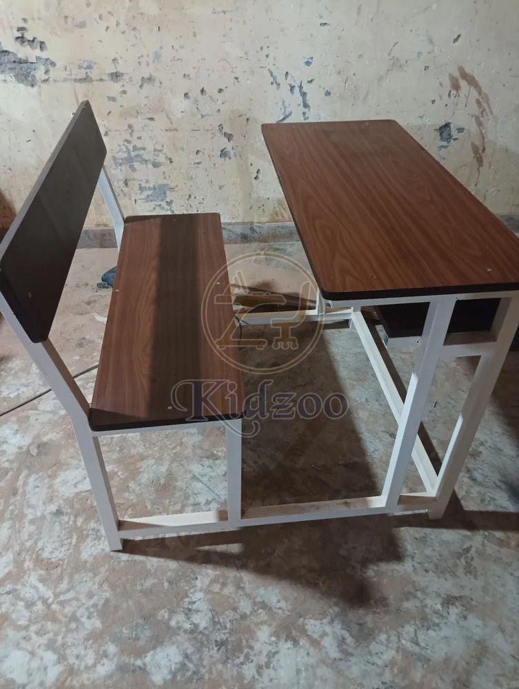 2 Seater Wooden School Desk with Backrest