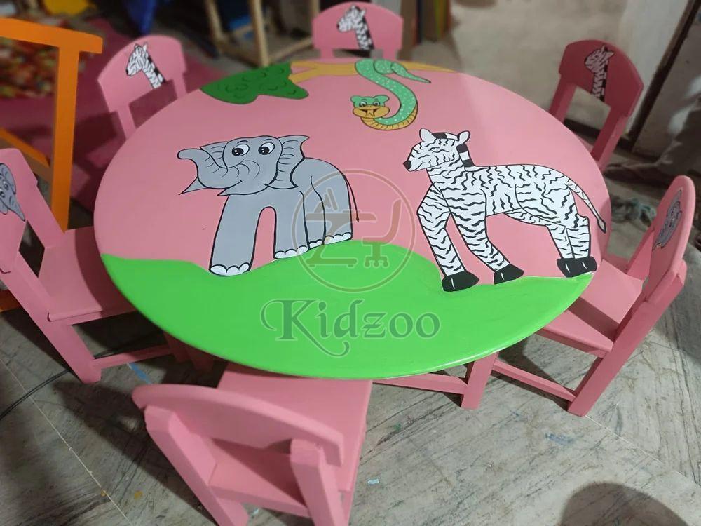 6 Seater Round Play School Table Set