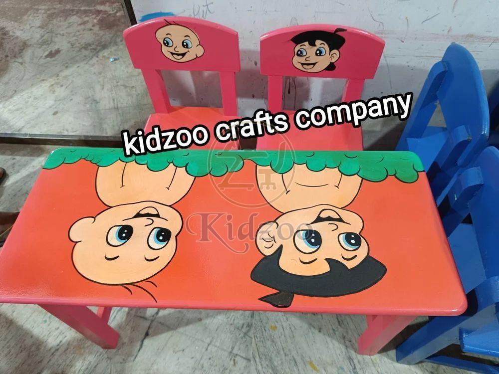 Chota Bheem Theme Wooden Play School Furniture