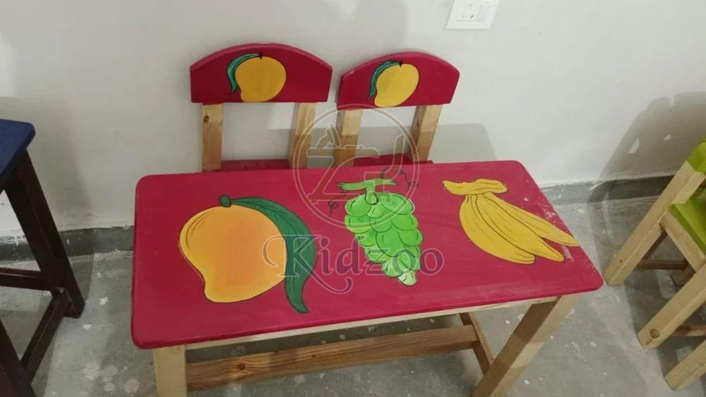 Fruit Theme Rectangular Wooden Kid Table Set
