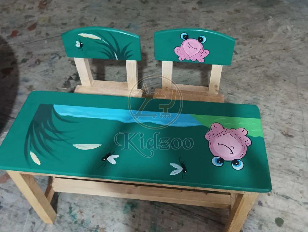 Play School Furniture Rubber Wood Table Chair Set