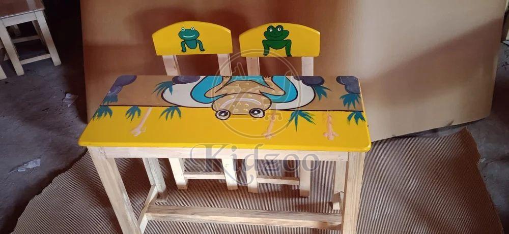 Rectangular Play School Wooden Furniture Set