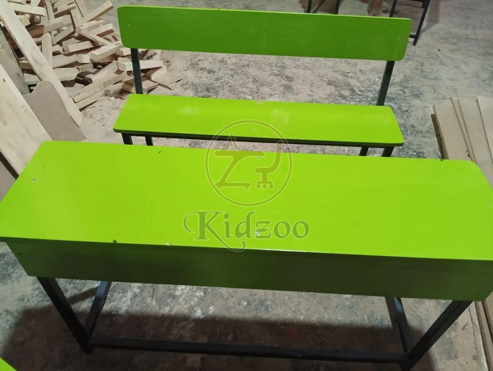 Wooden Classroom Desk 2 Seater with Storage Shelf