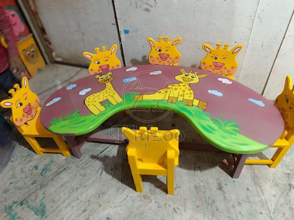 Wooden Kids Bean Shape Table With Chair