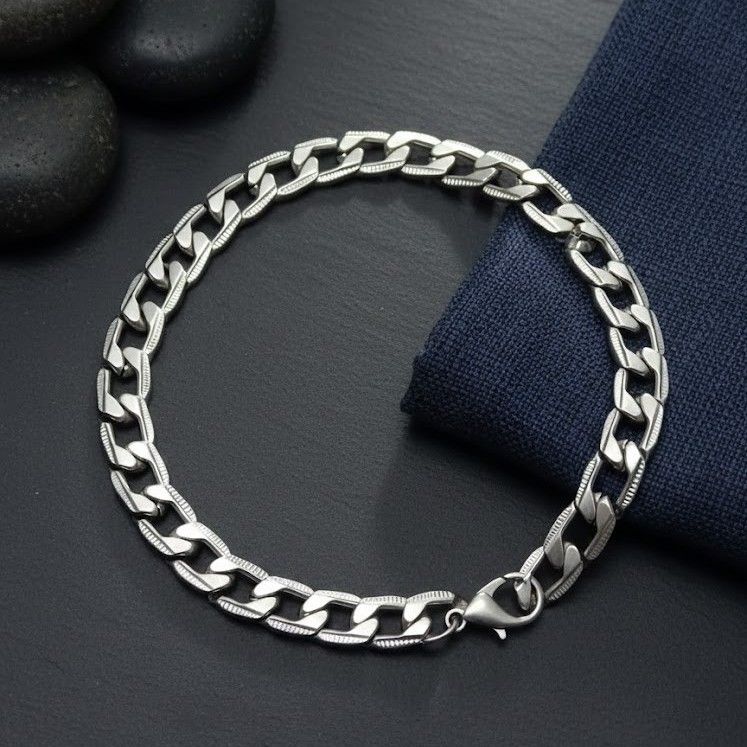 Minimalist Silver Curb Bracelet
