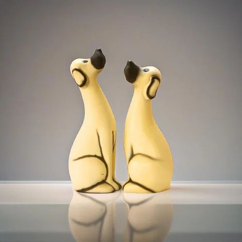 Beige Polyresin Dog Pair Statue