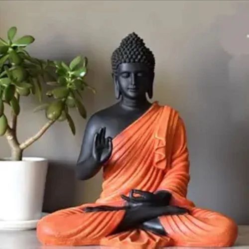 Black and Orange Resin Buddha Statue