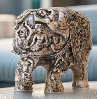 Carved Resin Standing Elephant Statue