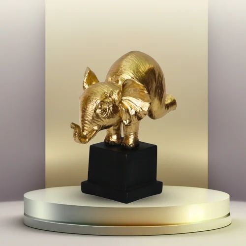 Golden Polyresin Elephant Statue