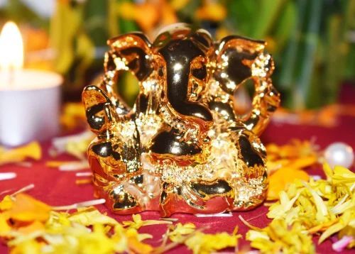 Golden Polyresin Ganesha Statue