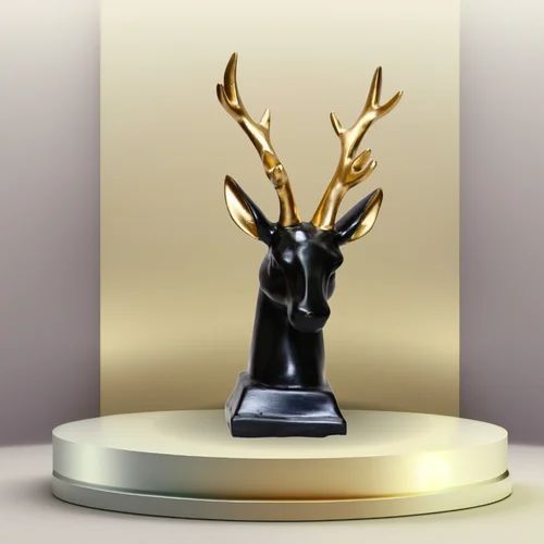 Polyresin Black Deer Head Showpiece
