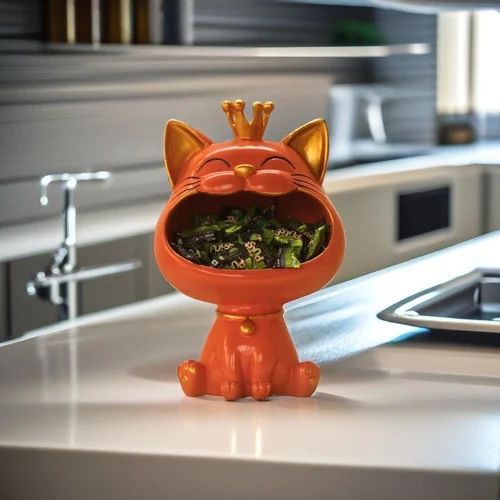 Resin Funny Cat Big Mouth Candy Storage Statue