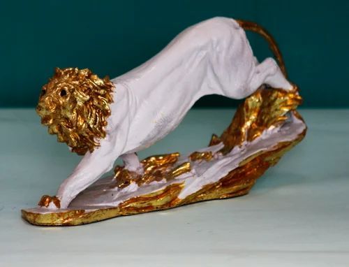 Resin Golden White Lion Statue