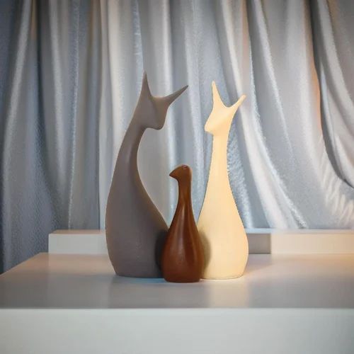 Resin Multicolor Deer Family Showpiece Set