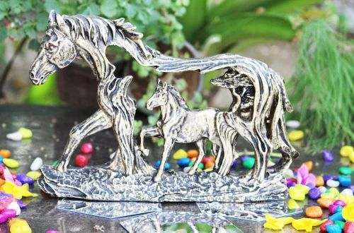 Silver Polyresin Horse Decorative Showpiece