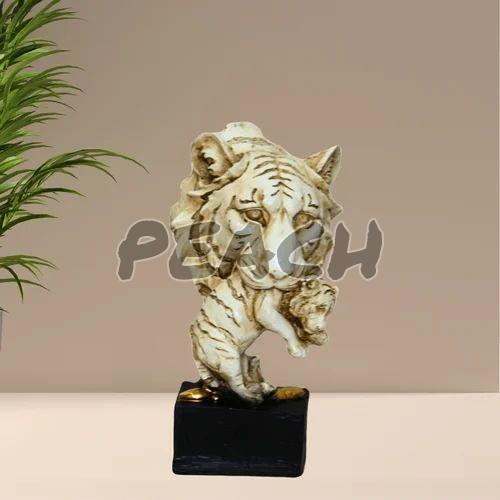 Antique White Tiger Head Showpiece