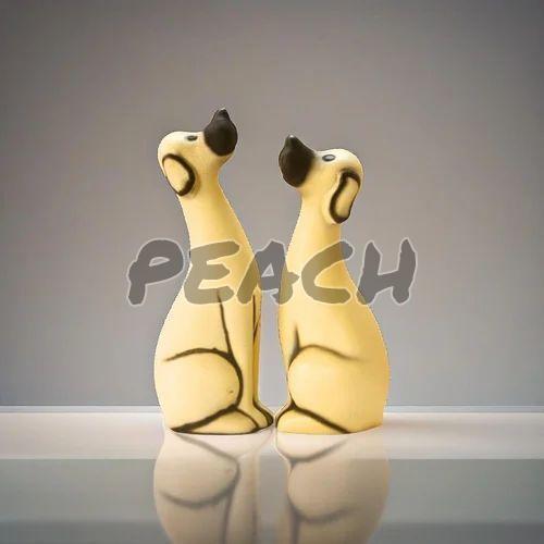 Beige Polyresin Dog Pair Statue