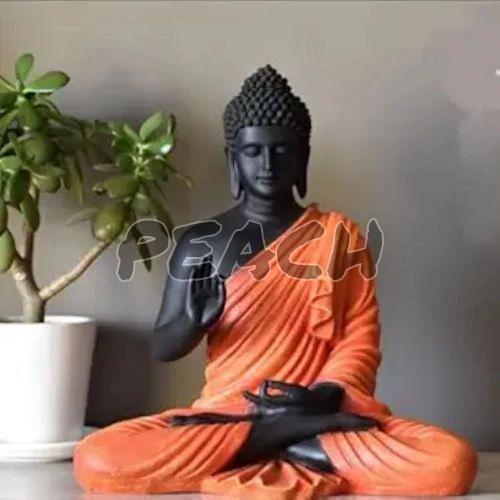 Black and Orange Resin Buddha Statue