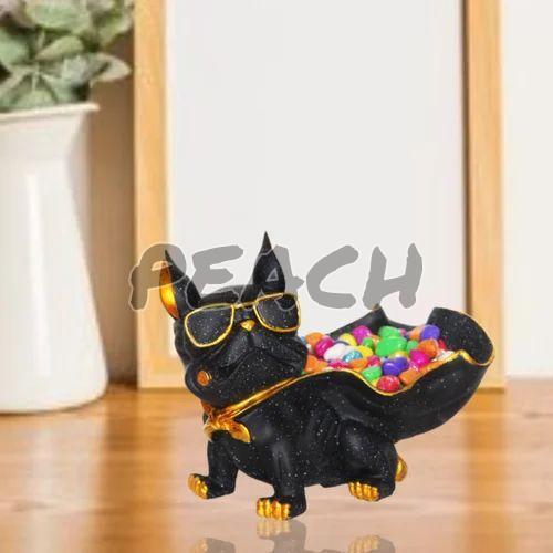 Black Dog Decorative Basket Statue