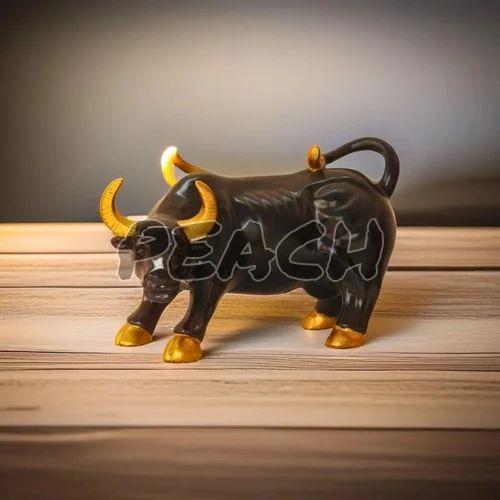 Black Golden Resin Bull Statue