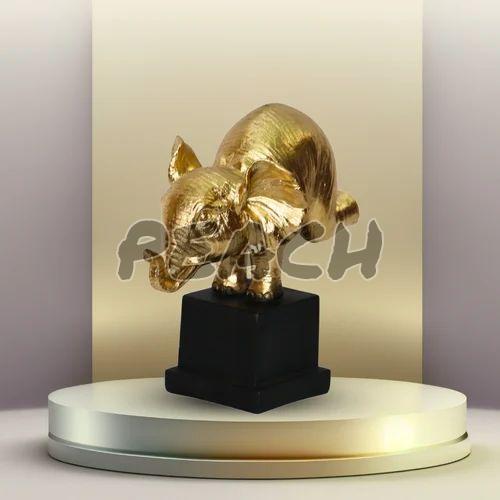 Golden Polyresin Elephant Statue