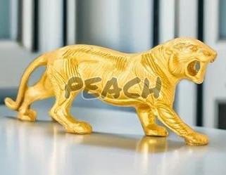 Golden Polyresin Lion Statue