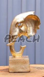 Golden Resin Elephant Head Statue