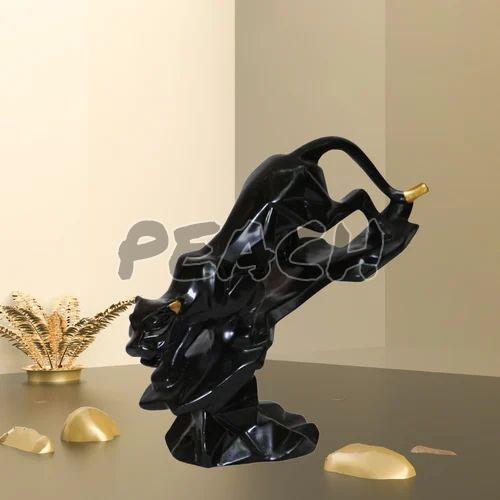 Handcrafted Black Resin Panther Decorative Statue