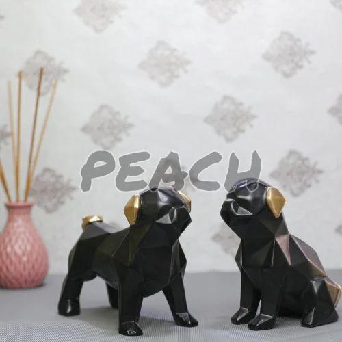 Handicraft Resin Black Pair of Dog